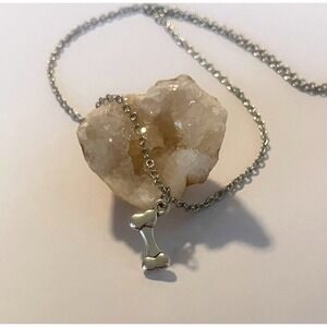 Sterling Silver Bone Charm Pendant Adjustable Chain Necklace for Dog Lovers -New
